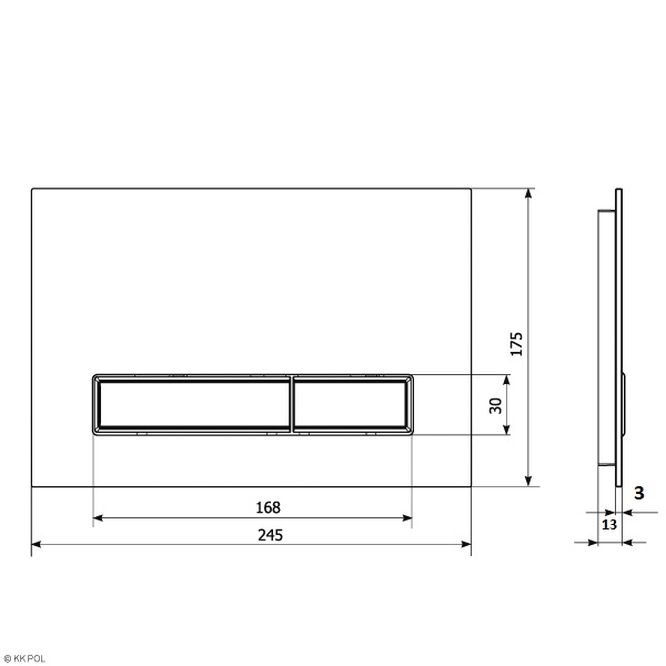 KK-POL 350/AFD/021-00-00 AQUAFIORI DIAMOND Металлическая панель смыва для инсталляции, PVD, цвет нержавеющая сталь, AF