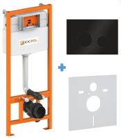KK-POL 350/ZPW/425-005-S0 Standard Комплект для монтажа инсталляции, с клавишей M11, цвет чёрный матовый, с прокладкой звукоизолирующей