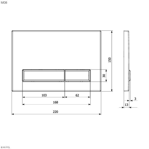 KK-POL SPP/036/BG/K M08 Пластиковая панель смыва для инсталляции, цвет золото брашированное