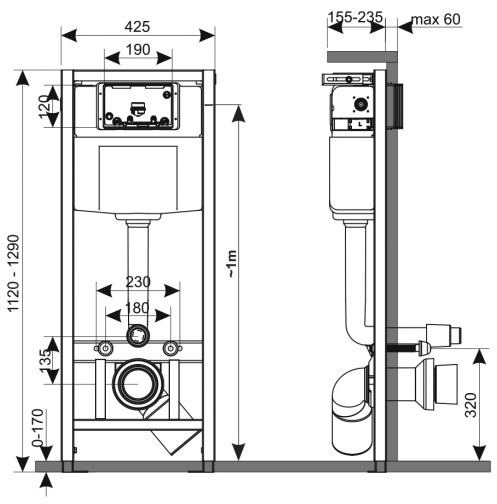 KK-POL 350/ZPW/425-103-S0 Standard Комплект для монтажа инсталляции, с клавишей M11, цвет белый глянцевый, с прокладкой звукоизолирующей